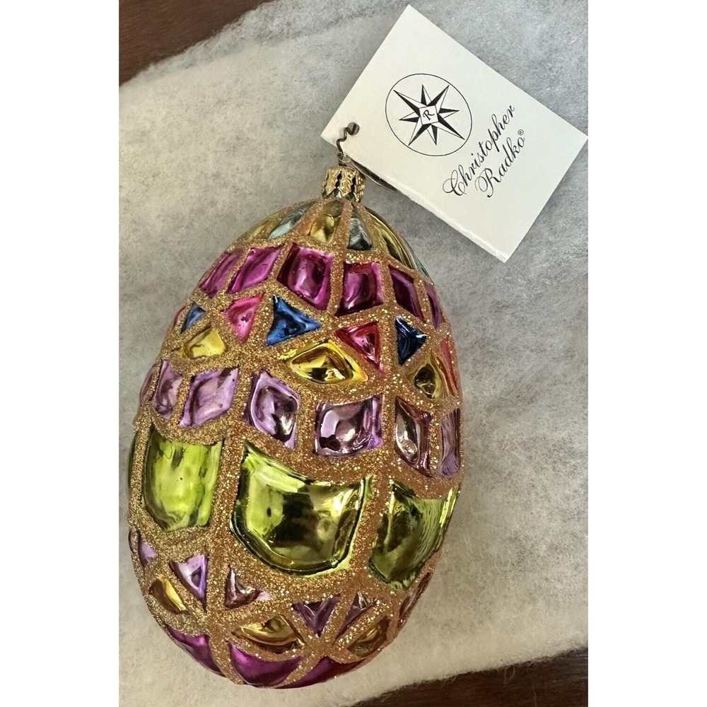 Christopher Radko 2002 Faberge Egg Ornament Easter Fancies Pastel W/ Tag & Box